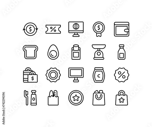 Simple icon of Excercise-related line icon. Contain such icons as mat, barbell, location, stopwatch. Editable stroke.