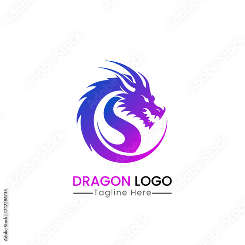 dragon logo design icon template minimalist