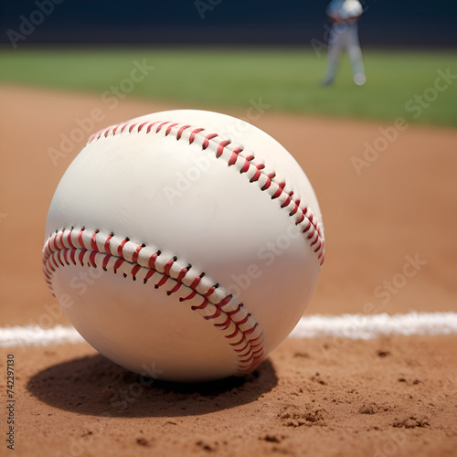 Baseballs on a baseball field