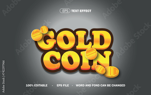 gold coin text effect style editable