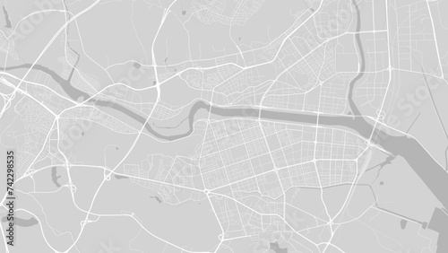 Background Ulsan map, South Korea, white and light grey city poster. Vector map with roads and water. photo