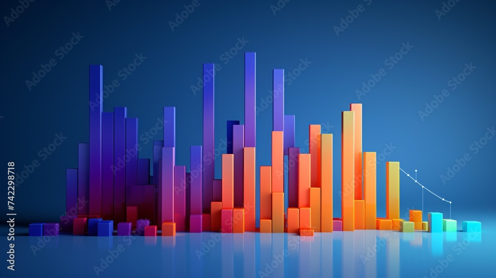 Financial stock market curve chart, information technology and big data concept illustration