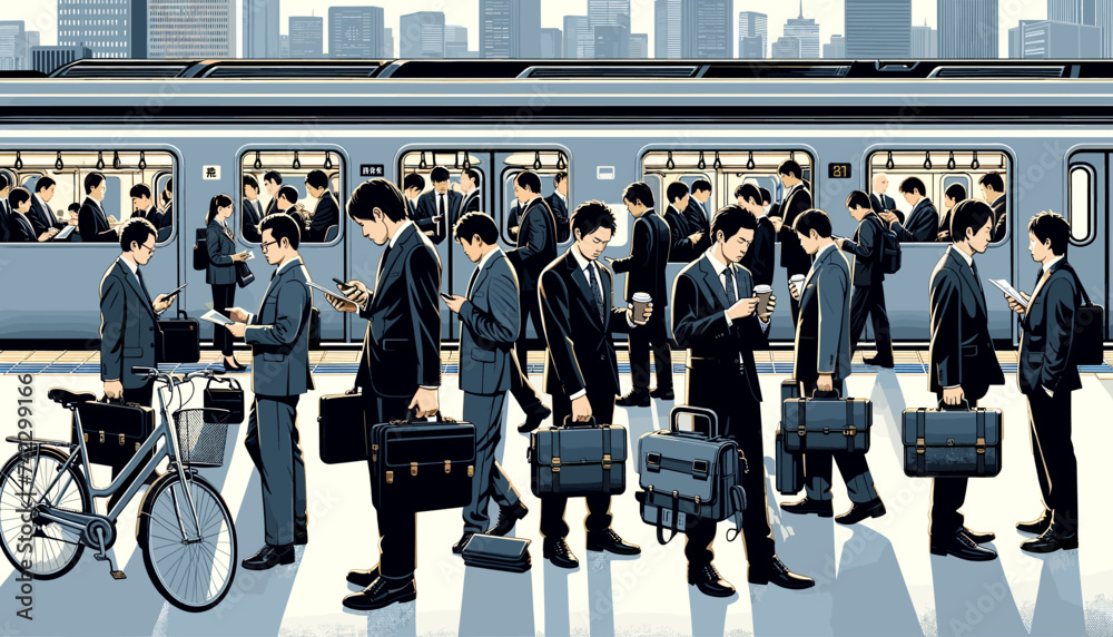 Concept vector illustration of businessmen commuting to work. Concept vector illustration of businessmen commuting to work.