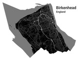 Black Birkenhead city map, administrative area
