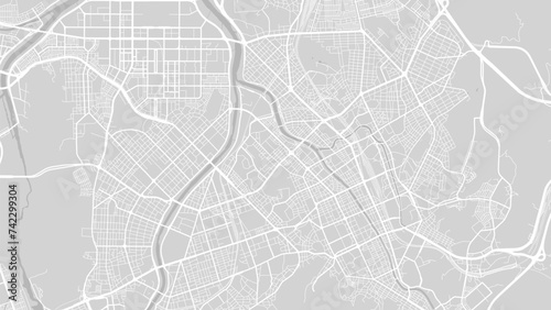 Background Daejeon map, South Korea, white and light grey city poster. Vector map with roads and water.