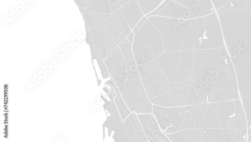 Background Helsingborg map, Sweden, white and light grey city poster. Vector map with roads and water.