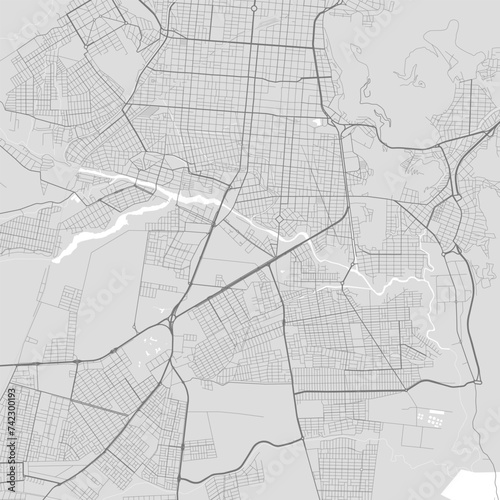 Map of Salta city, Argentina. Urban black and white poster. Road map with metropolitan city area view.