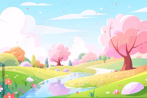 Spring forest and plant background solar terms illustration  spring outing outdoor travel scene illustration