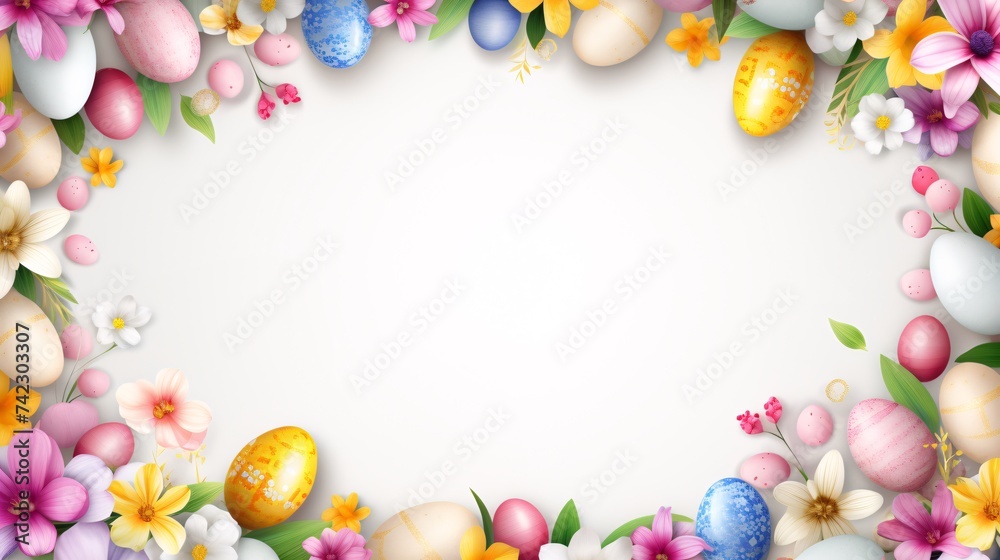 The Easter eggs make a festive border. Colorful decoration adds to springtime.