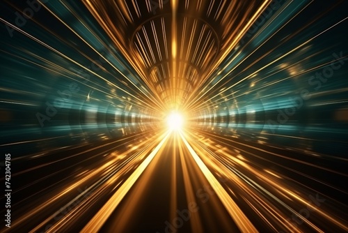Neon high-speed optical fiber extended space-time tunnel space futuristic background photo