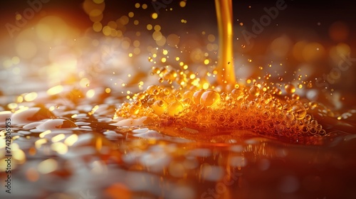  Caramel sauce, Liquid syrup splash, sugar candy caramel or melted toffee, 3d illustration