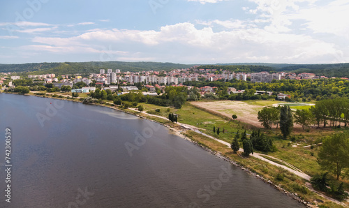 Asparuhovo canal aerial view on a summer day. Varna