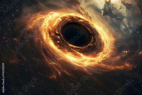 Artistic Representation of a Black Hole in Space AI-Generated 