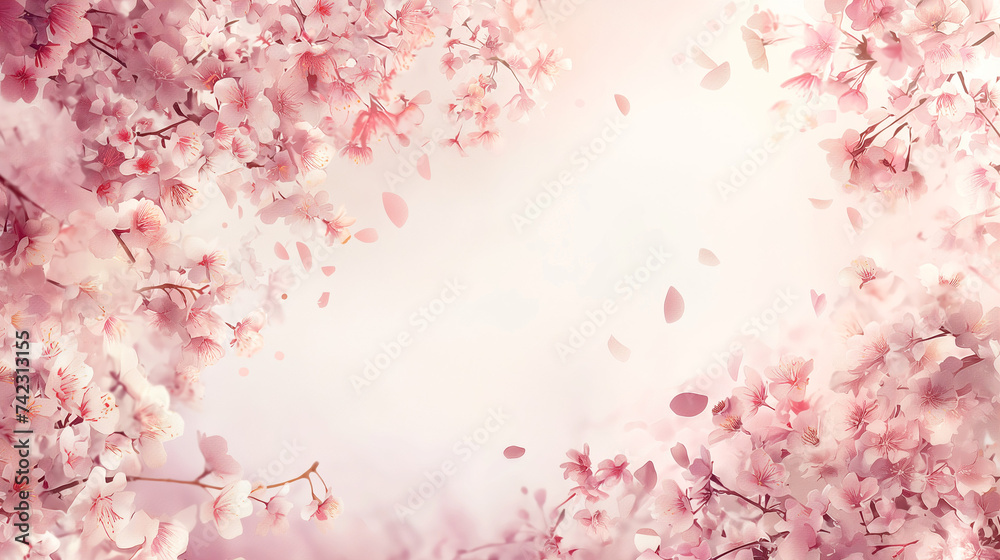 桜の花びらが舞い散るフレーム