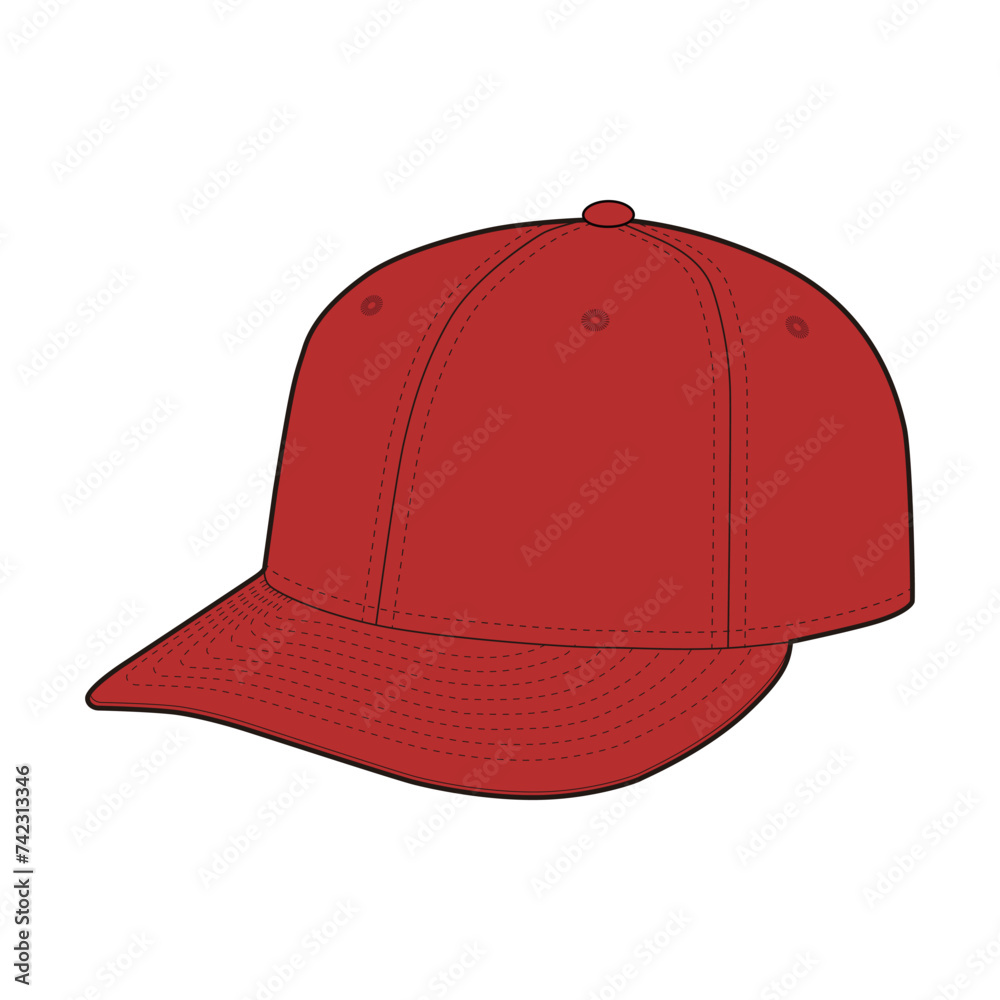 Fototapeta premium Low Pro 59Fifty Fitted Cap Flat Sketch Vector Design Illustration