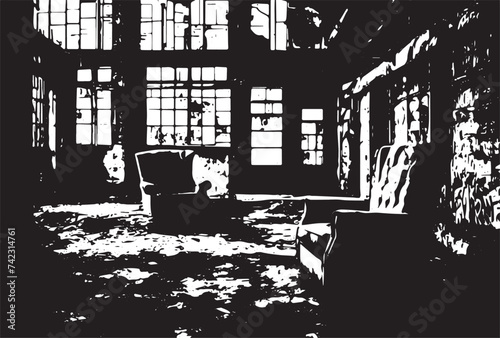 Old armchair in an old factory or warehouse.