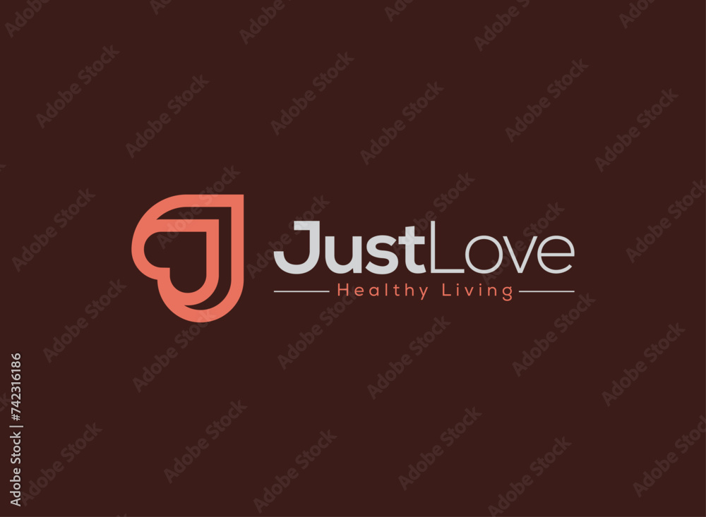 Obraz premium Introducing our captivating Letter J Love Heart Logo Design Template, this logo used for letter j loves, hearts, valentine, romance, j logo, text, brand, romantic, modern, business or company