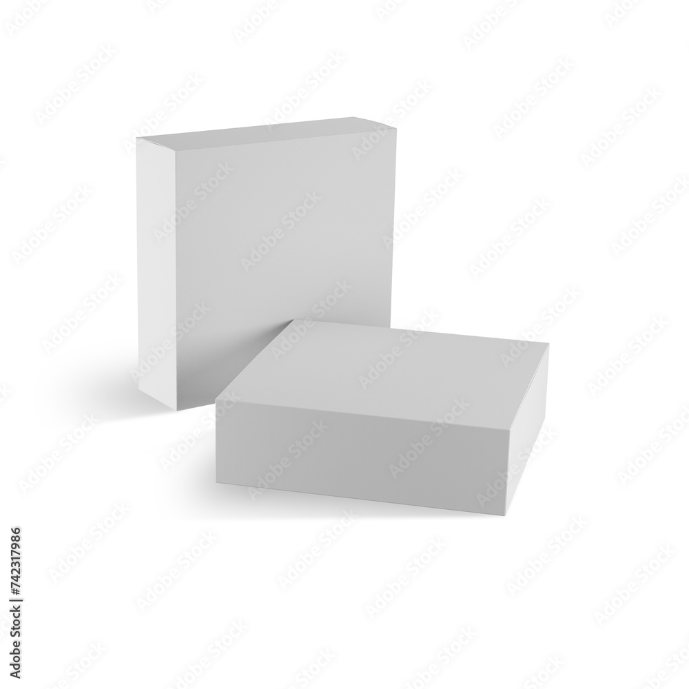 3D box packaging rectangle white 001