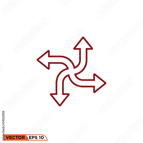 Arrow line icon design vector graphic of template, sign and symbol, line style 