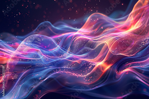 Data flow concept, abstract futuristic waves in vibrant colors, background 