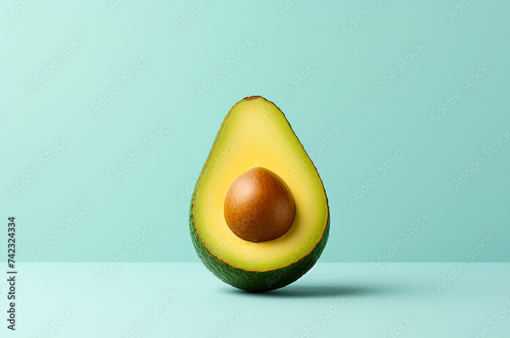 Minimalistic half of avocado with pit