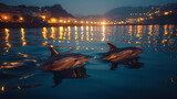 Dolphins in the waters of the Bay of Biscay off the coast of Spain.
