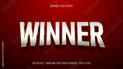 Editable text effect winner, champion vector template