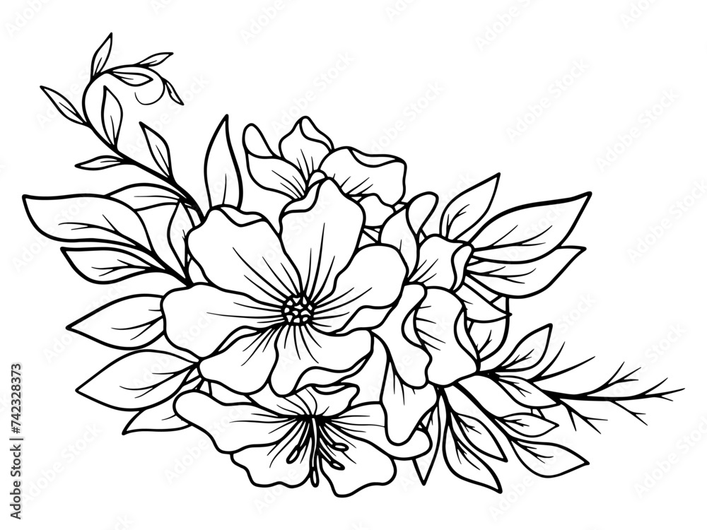 Hand Drawn Flower Line Art Illustration Hand Drawn Flower Line Art Illustration