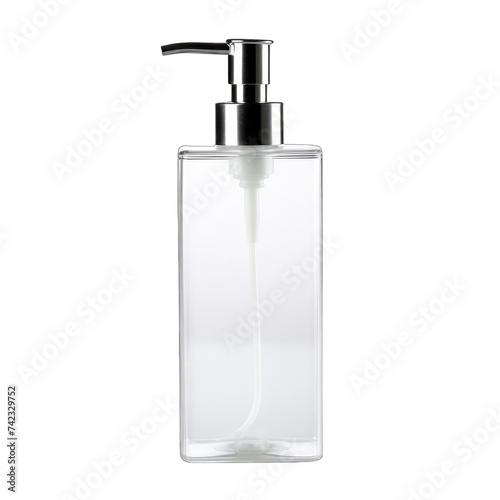 Plastic cosmetic bottle with dispenser pump png