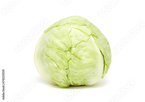head of fresh green cabbage on a white background © Prikhodko