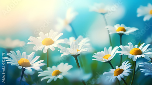 Daisy flower background, spring nature background © Derby