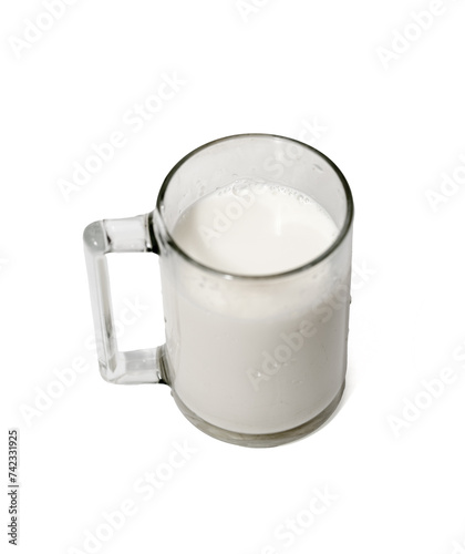 glass of milk on white background