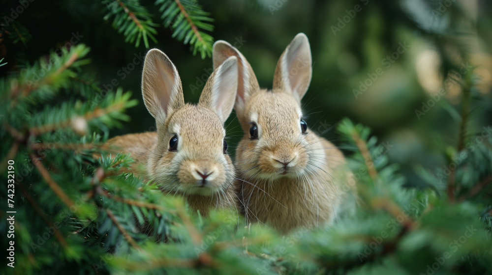 Fototapeta premium Bunnies have breakfast.