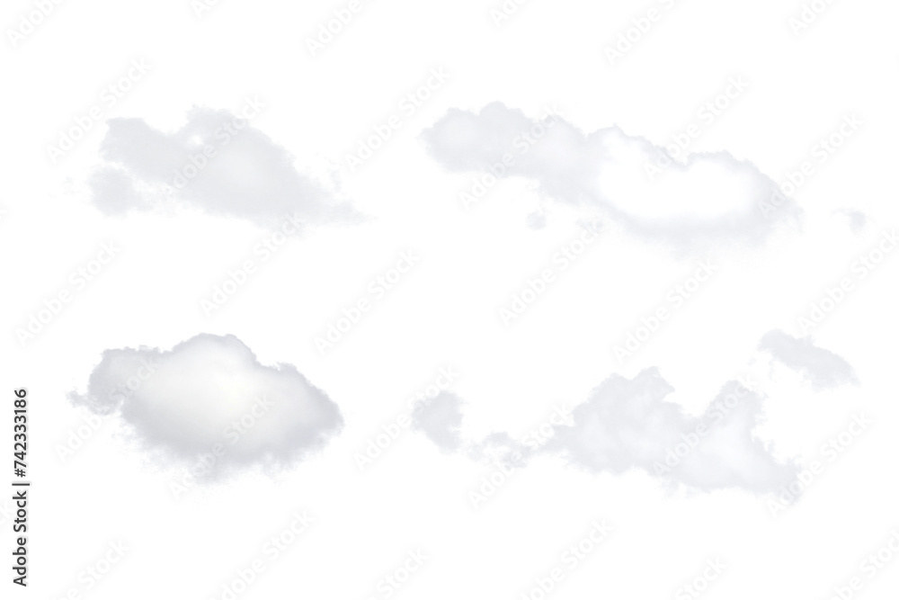 Set of white clouds on transparent