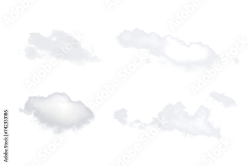 Set of white clouds on transparent