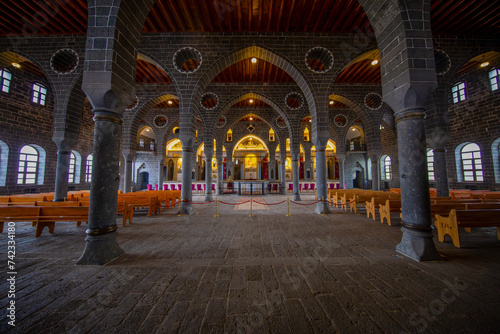 he Surp Giragos Armenian Church or St. Kyriakos Church is in the Sur district of Diyarbakır in southeastern Turkey. photo