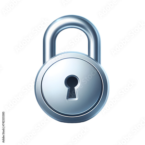 Lock icon 3d isolated on transparent backdrop