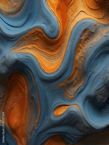Colorful 3D Abstract Liquid. The liquid is made up of a variety of vibrant colors, including orange, blue, and yellow