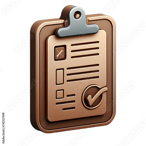 Clipboard icon 3d isolated on transparent backdrop 