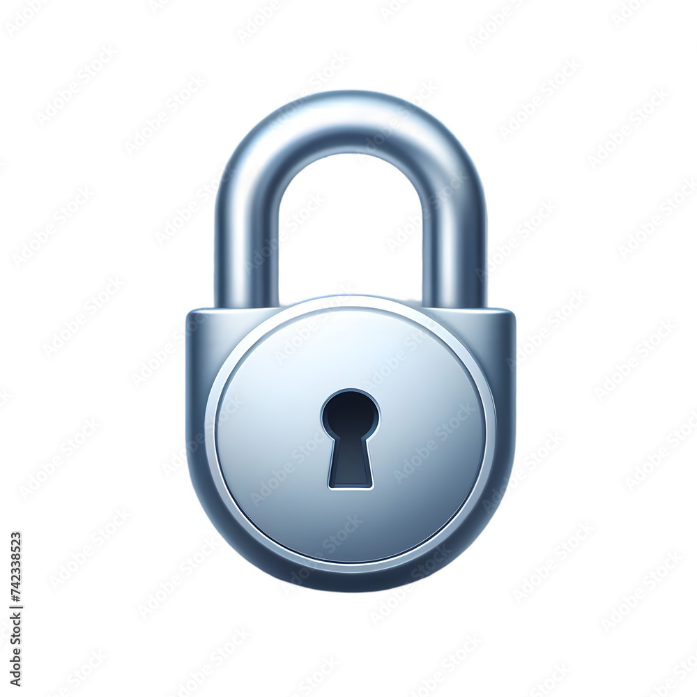 Lock icon 3d isolated on transparent backdrop Lock icon 3d isolated on transparent backdrop