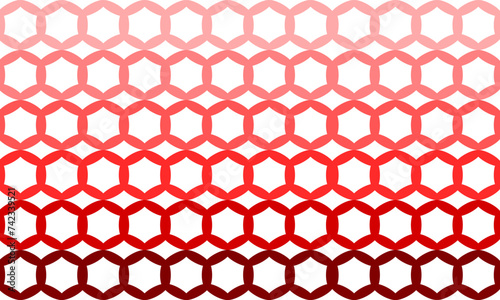 Gradient punk to red patter on white background, seamless pattern with shapes, red pink net, ring hexagon block on white background, design for fabric print or t-shirt paint screening