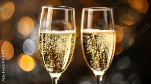 Celebratory Toast with Sparkling Champagne in Elegant Glasses