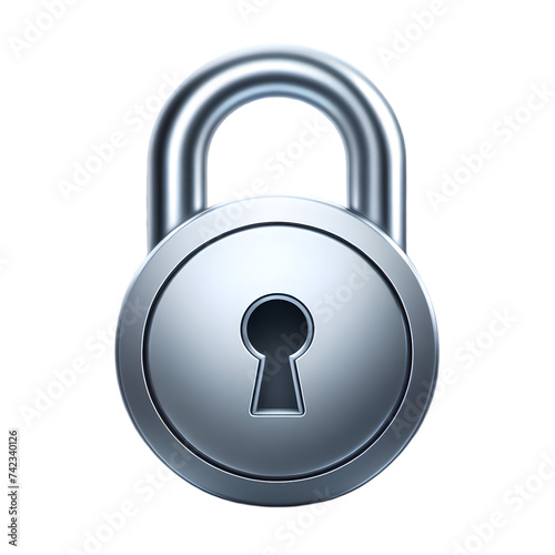 Lock icon 3d isolated on transparent backdrop