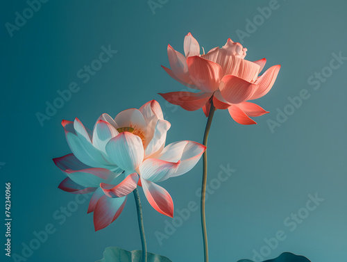 Illustration of two flowers on isolated background. Generative Ai Image