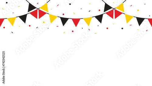 Seamless flag of Germany triangle party bunting border. Flat vector illustration.