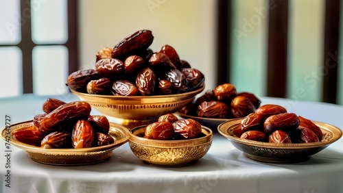 Ramadan iftar with dates, ramadan lantern evening light ai generated image (ID: 742342727)