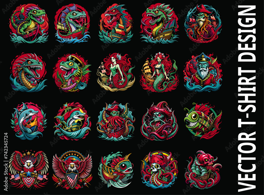 Fototapeta premium T-shirt Designs Bundle, T-shirt Artwork