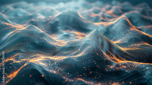 Explore the crystalline depths of a virtual ocean, where abstract waves of data create an immersive seascape of digital beauty.