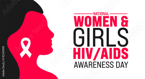 March is National Women and Girls HIV and AIDS Awareness Day background template. Holiday concept. use to background, banner, placard, card, and poster design template with text inscription