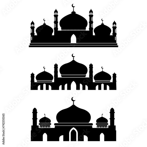 3 mosque silhouette vector